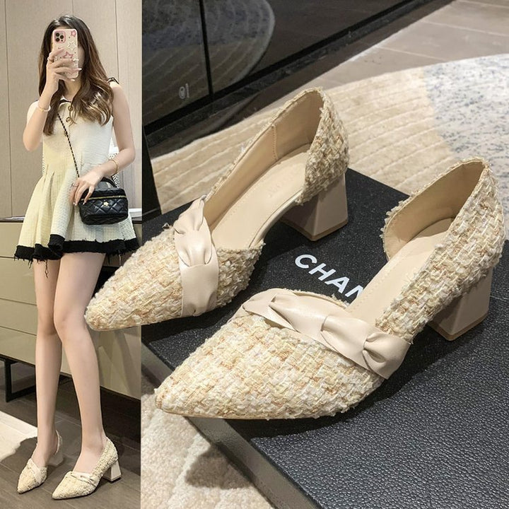 Dame Elegant Pumps med struktureret overdel og moderigtigt bue-detalje Stilla
