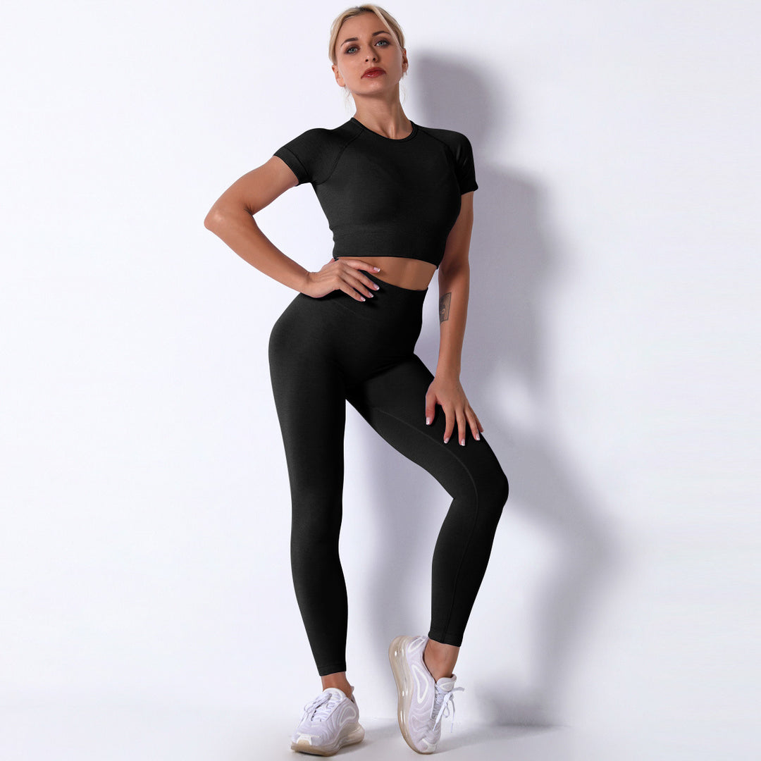 Dame Sporty Crop-Top med højhøjede leggings i kompressionsdesign Stilla
