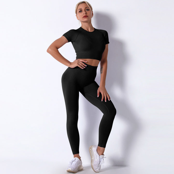 Dame Sporty Crop-Top med højhøjede leggings i kompressionsdesign Stilla