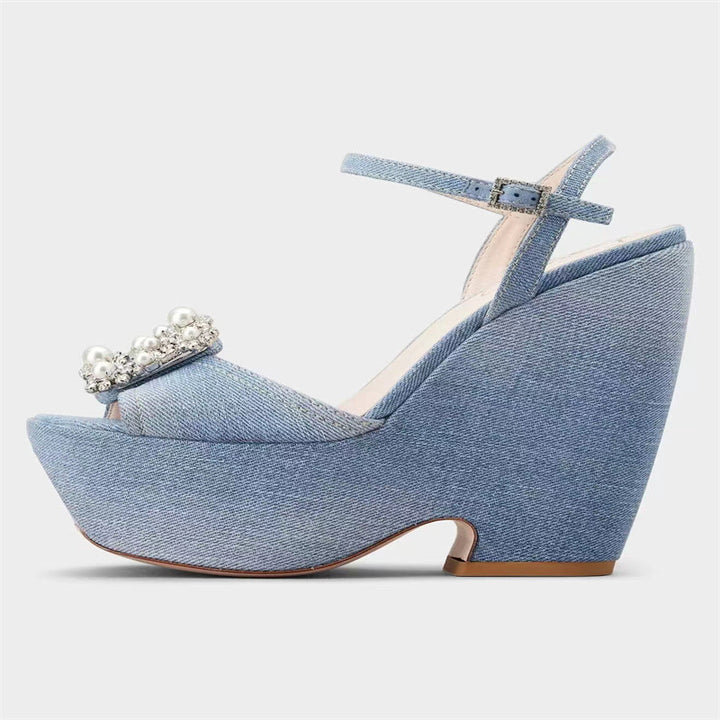 Femme Stilfulde Wedge-Hæle med Pyntede Detaljer Stilla