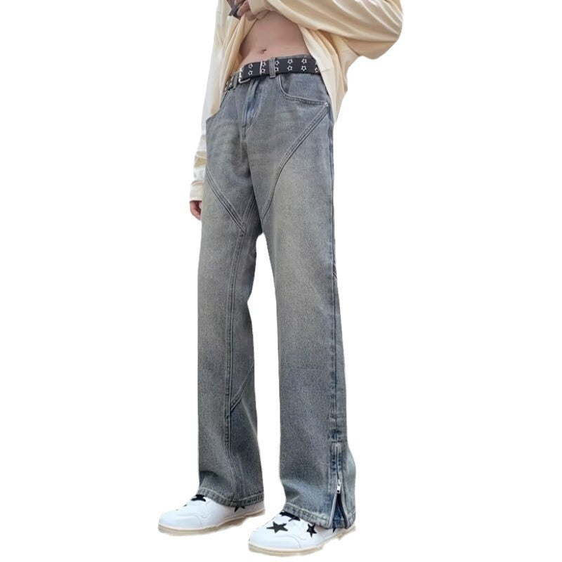 Damevidde jeans i urban stil med høj talje og asymmetrisk syninger Stilla