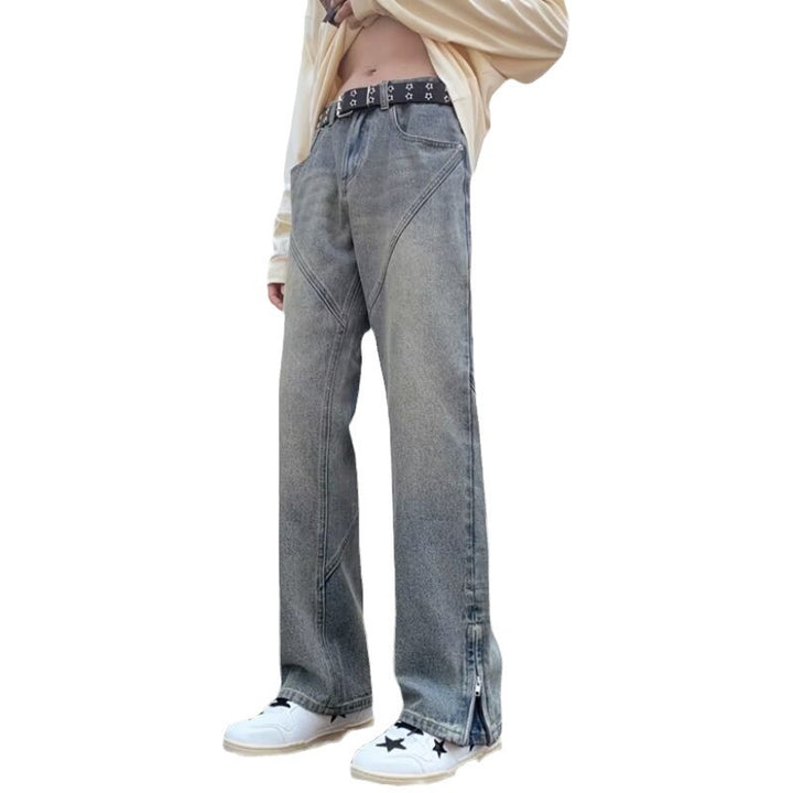 Damevidde jeans i urban stil med høj talje og asymmetrisk syninger Stilla