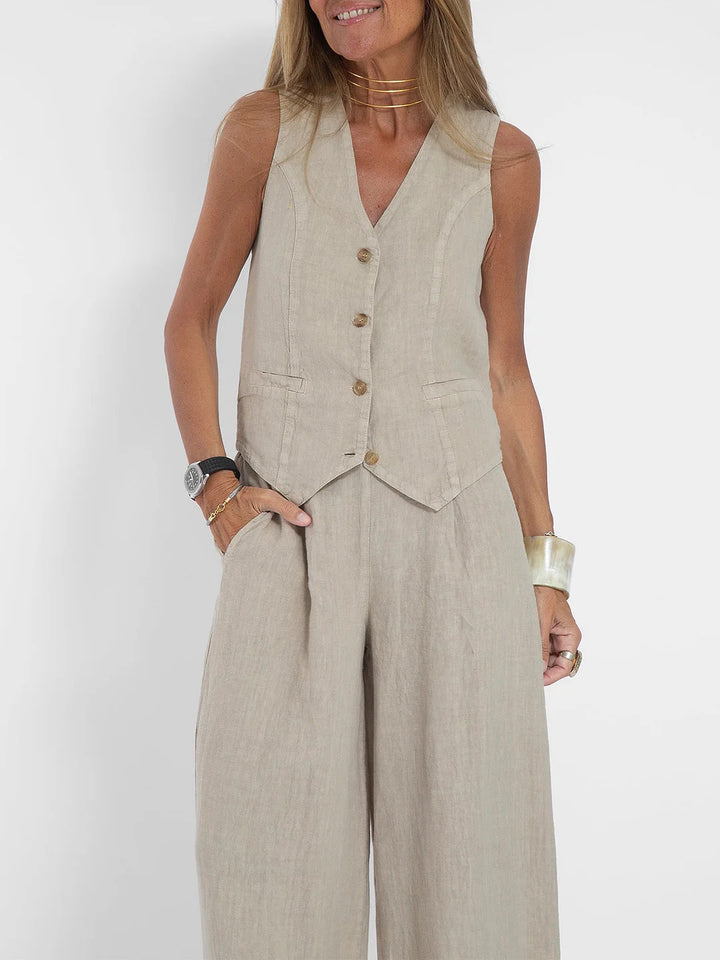 Dame hør vest i elegant design Skovae