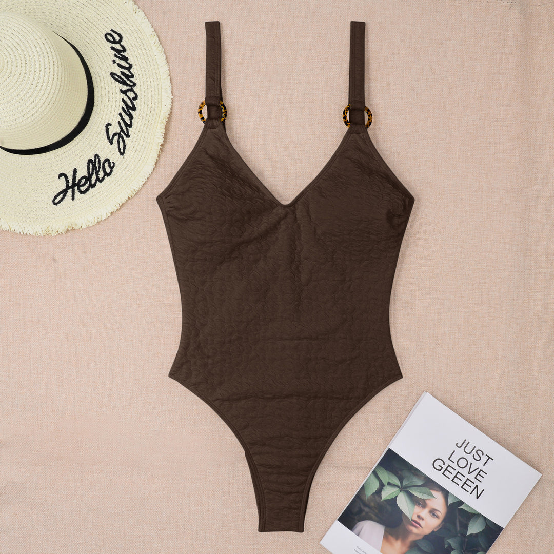 Damer Én-delt badedragt med moderigtigt V-udskæring og dekorative stropper Skovae