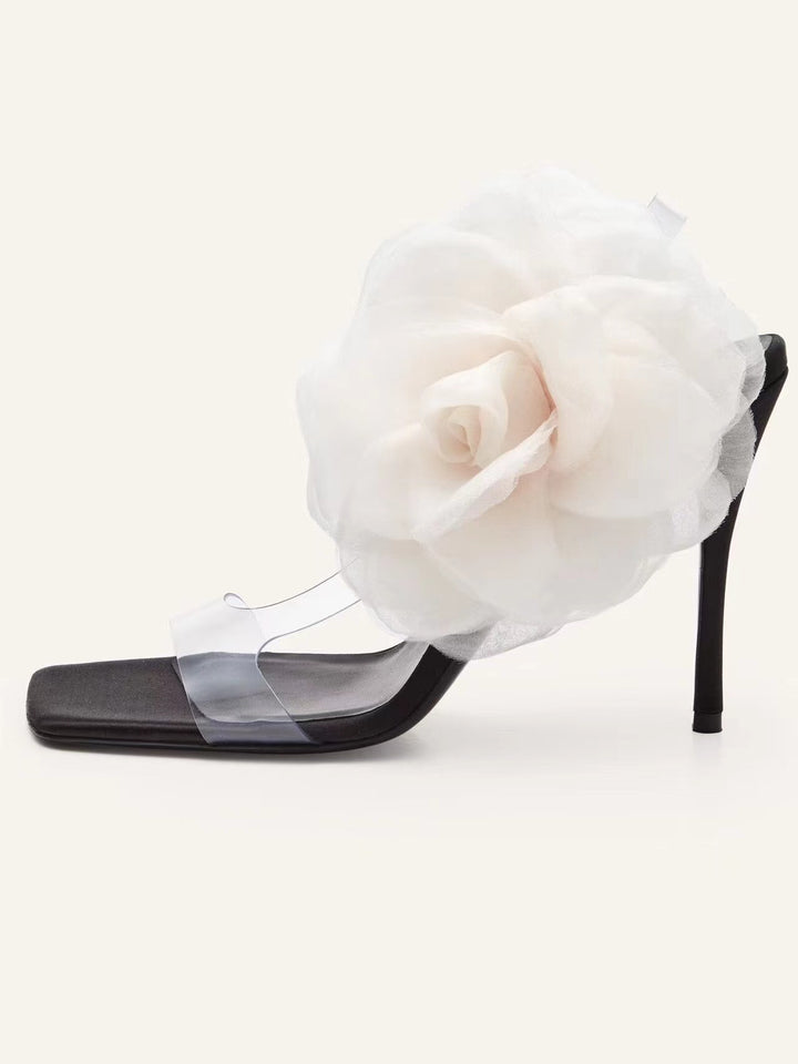 Femme Open-Toe Blomsterprydede Hæl Mules Stilla
