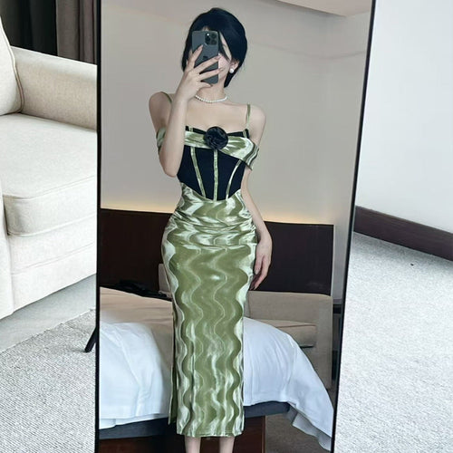 Stilla | Sexet Patchwork Blonde Bodycon Slip Kjole