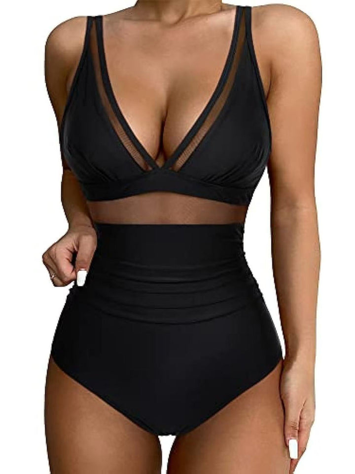 Dame højtaljede bikinier med mesh-detaljer og dyb udskæring Stilla