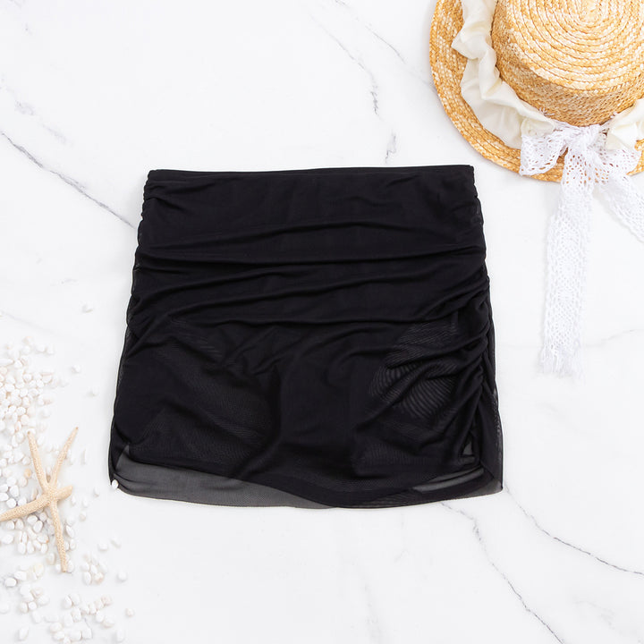 Dame lagdelt mini skirt i transparent mesh-look Skovae