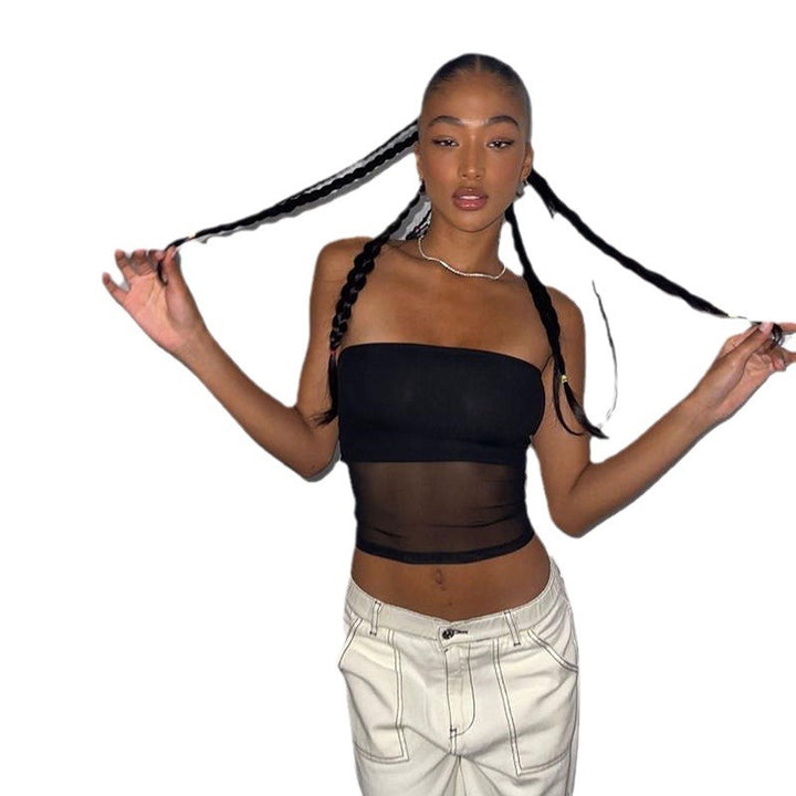 Dame Transparent Mesh Bandeau Top Stilla