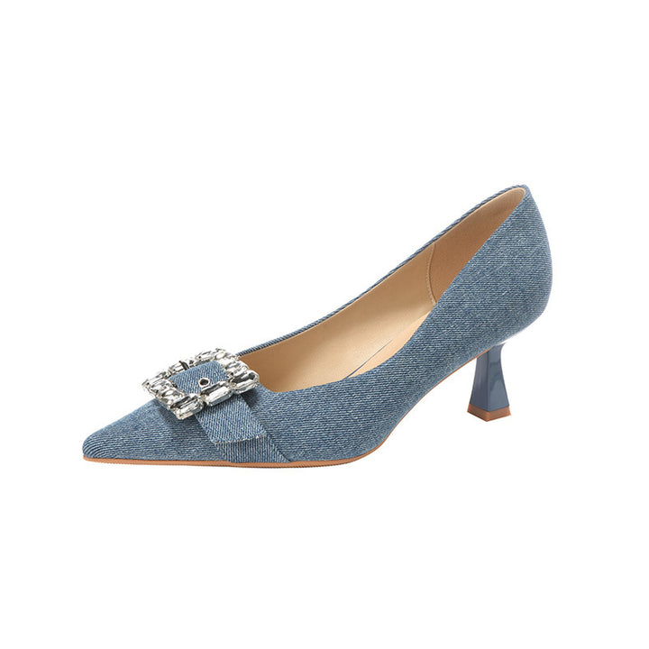 Dame Elegante Satin Pumps med Dekorativt Spændelement Stilla