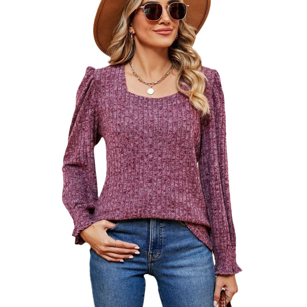 Dame strikpullover med elegante pufærmer og struktureret design Stilla