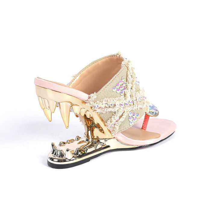 Femme Riesenstein-besatte elegante Slide Sandaler  Stilla