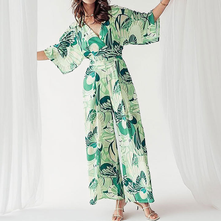 Dame maxikjole med voluminøse ærmer og floral print Stilla