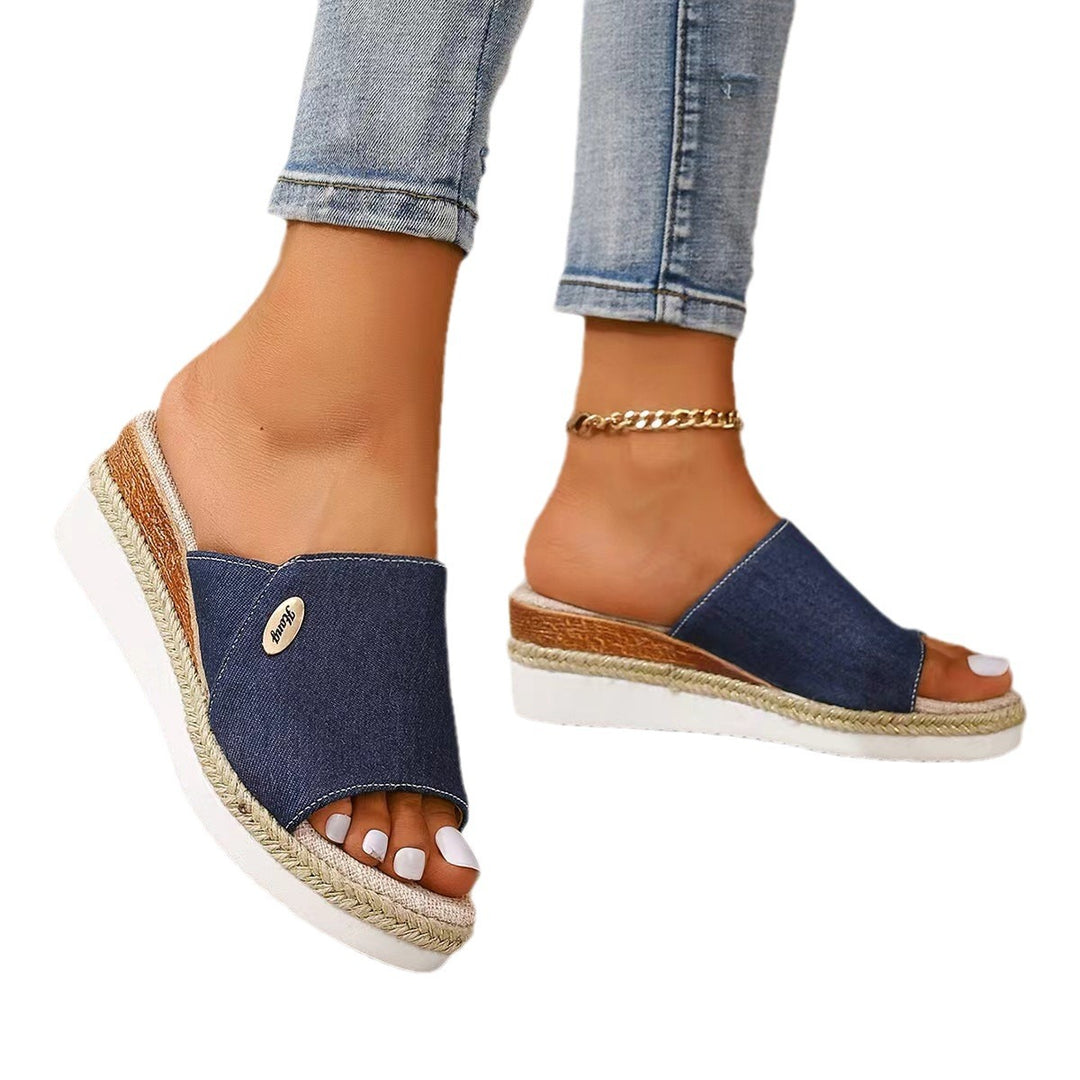 Dame wedge-sandaler med blødt fodseng og stilfuld stofbetræk Stilla