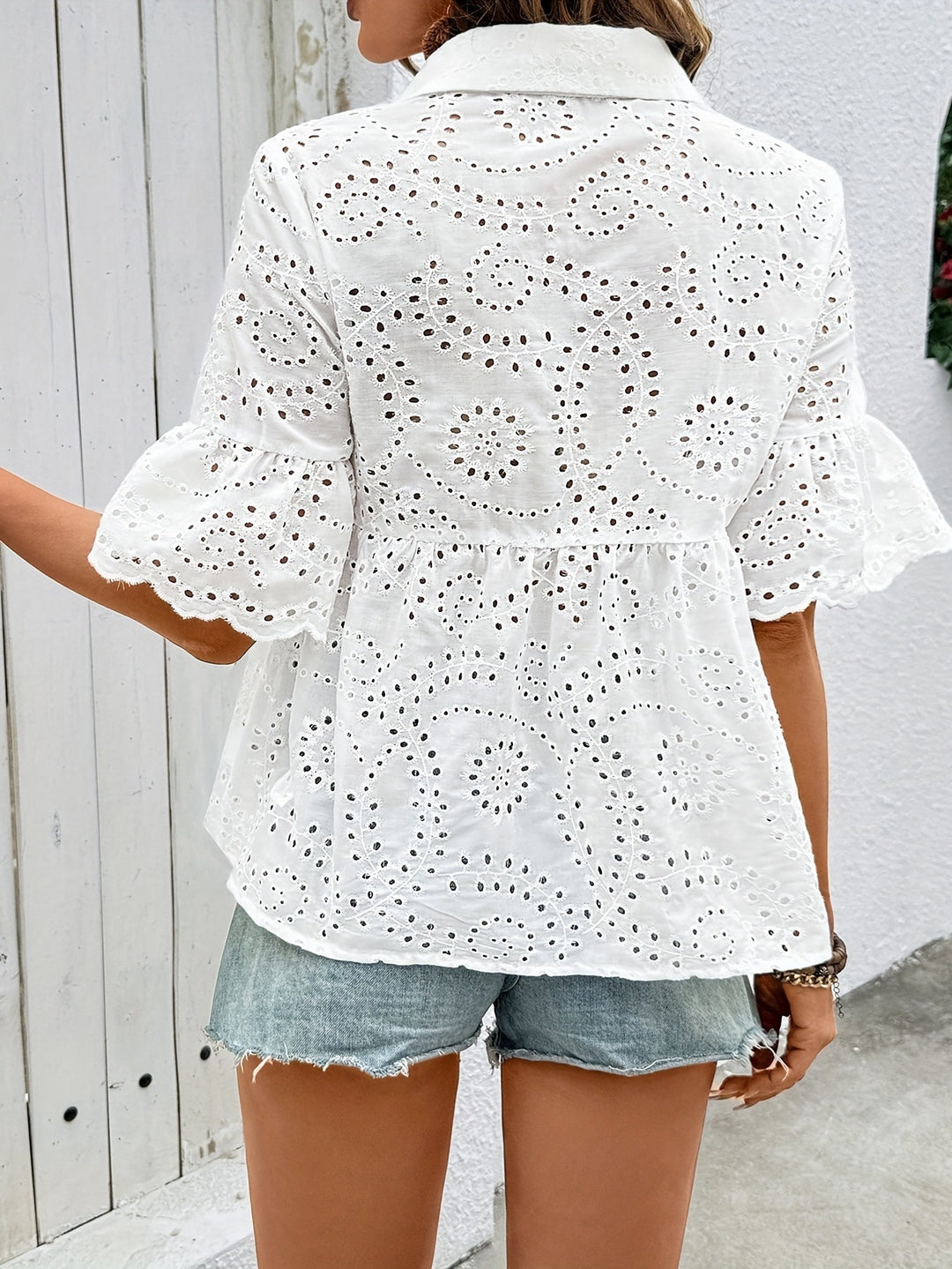 Kvinder broderede øsner Peplum Top Stilla