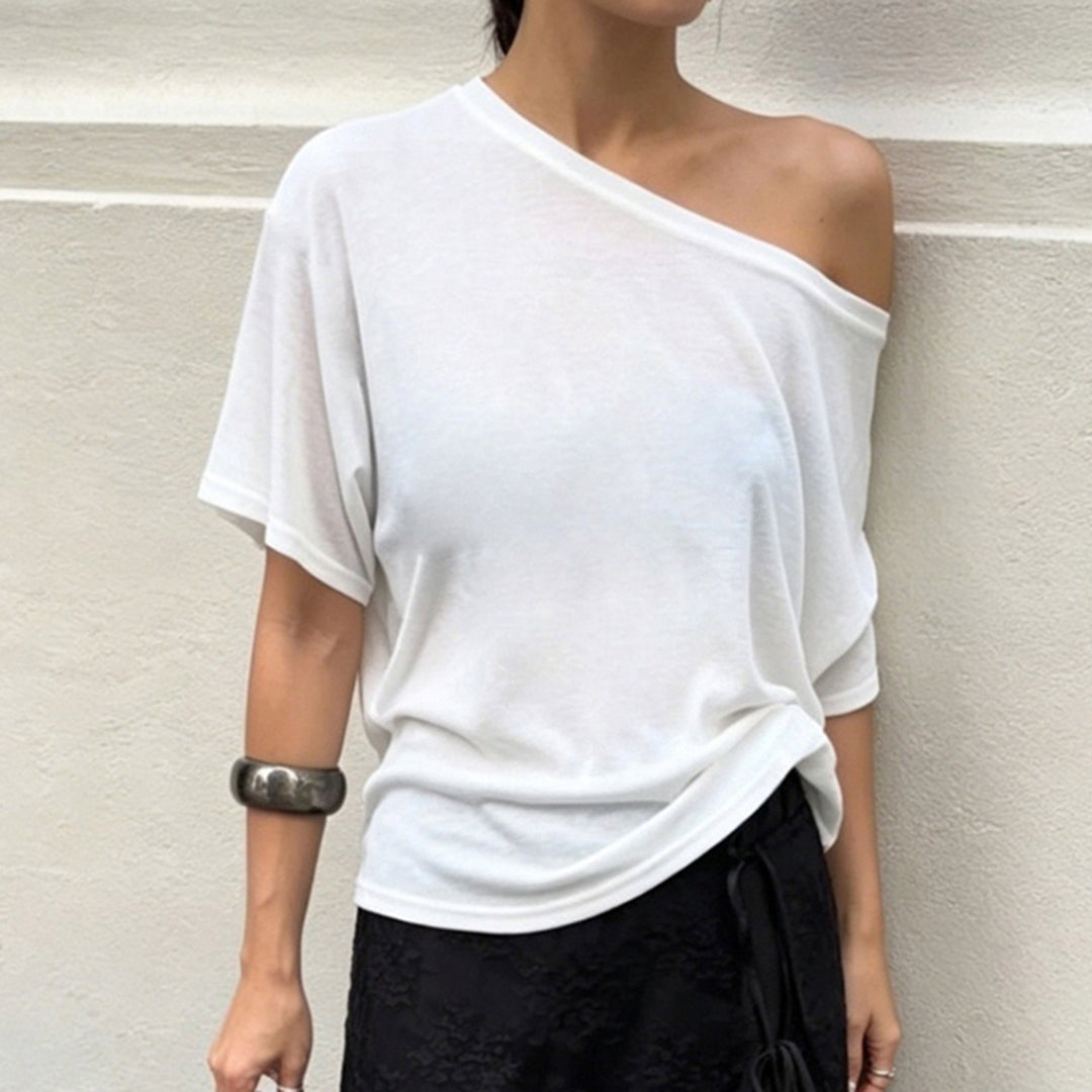 Dame afslappet oversized T-shirt i blødt jersey Skovae