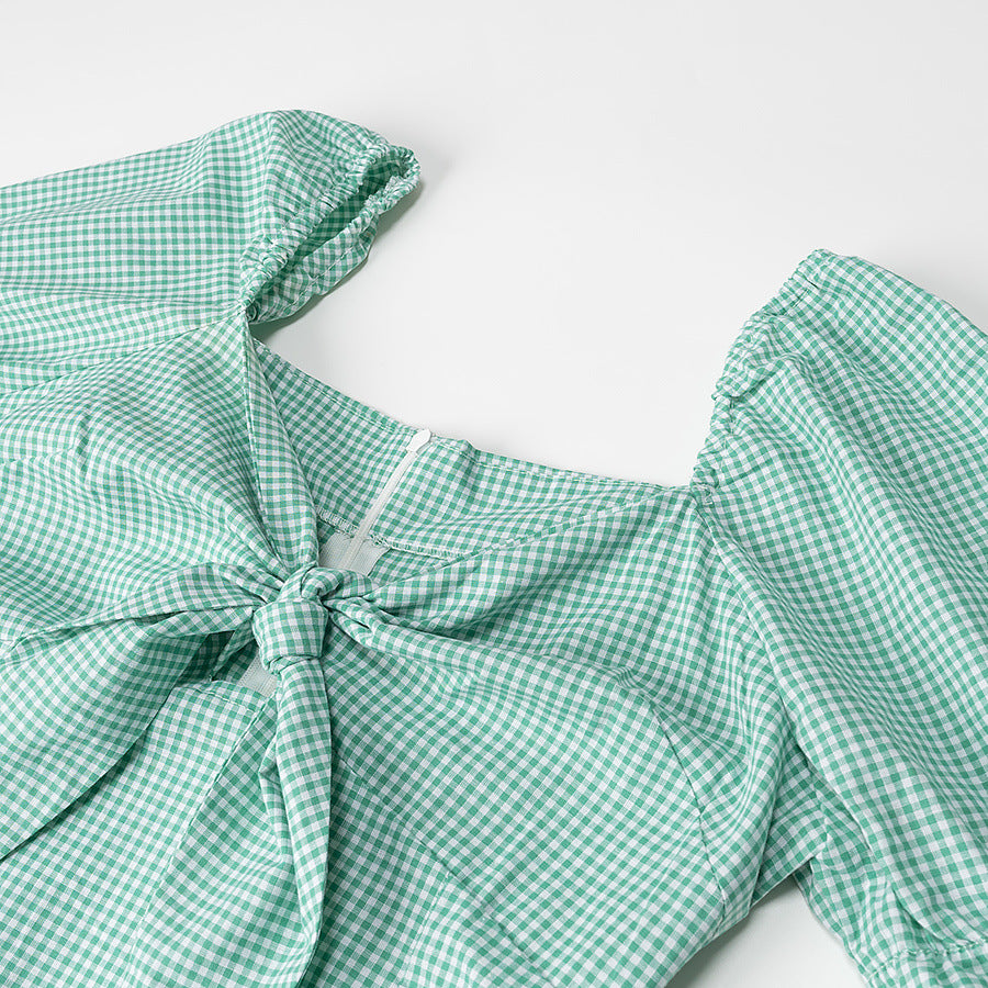 Femme Gingham Bind-Front Mini Kjole Stilla