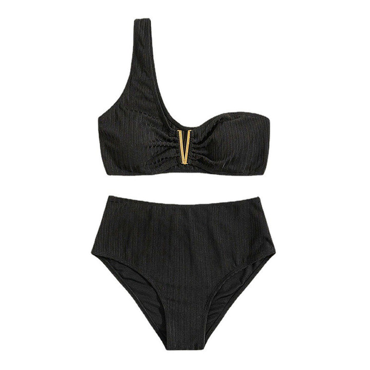 Dame Ribben-En-Skulder Høj Taljeret Bikini Sæt Stilla