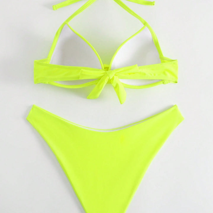 Femme Triangular Knot Detail Bikini Sæt Stilla