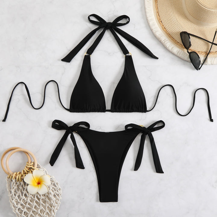 Dame Triangel-Bikini-Sæt med praktiske sløjfer og elastisk materiale Stilla