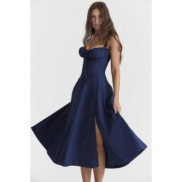 Femme Elegantes Maxi-kjole med flæse-top Stilla