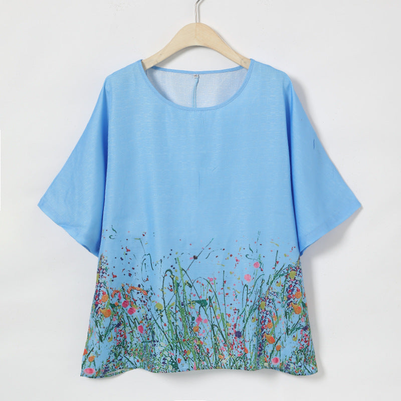 Dame Kunstnerisk Blomster mønster Top Stilla