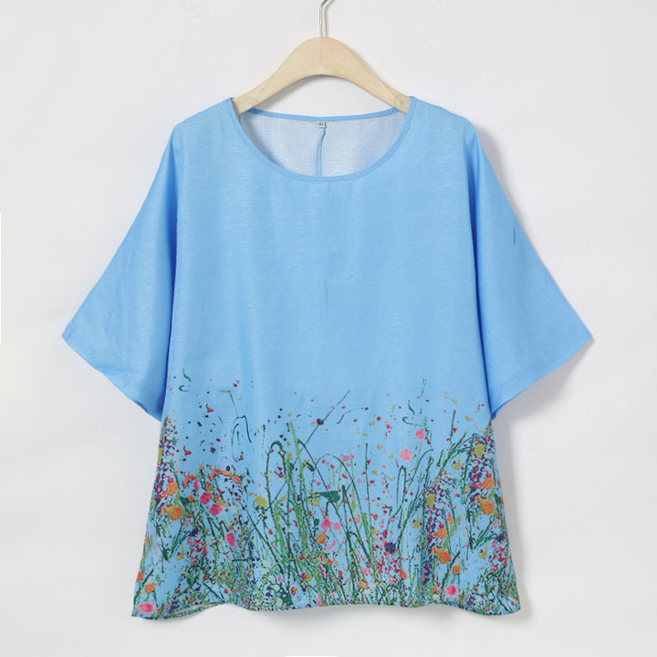 Dame Kunstnerisk Blomster mønster Top Stilla