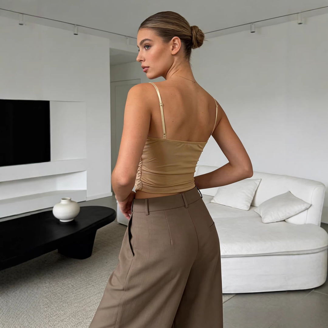 Dame Trendy Draperet Overdel med fin Guldapplikation Skovae