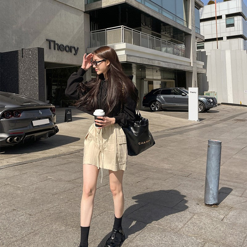 Kvinders afslappede cropped hoodie Stilla 1772505824
