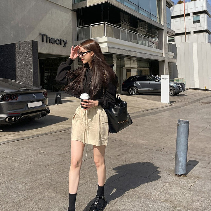 Kvinders afslappede cropped hoodie Stilla 1772505824