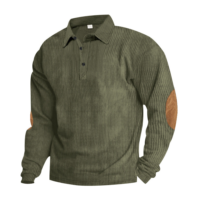 Herrer langærmet Henley sweater med struktureret design og elegante elbows patches Stilla