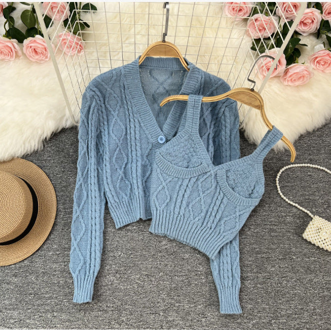 Femme Cropped Kabelstrik Twin Sæt Stilla