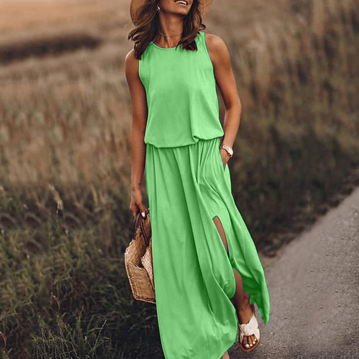 Stilla | Elegant Split Multi-Color Lang Nederdel Kjole