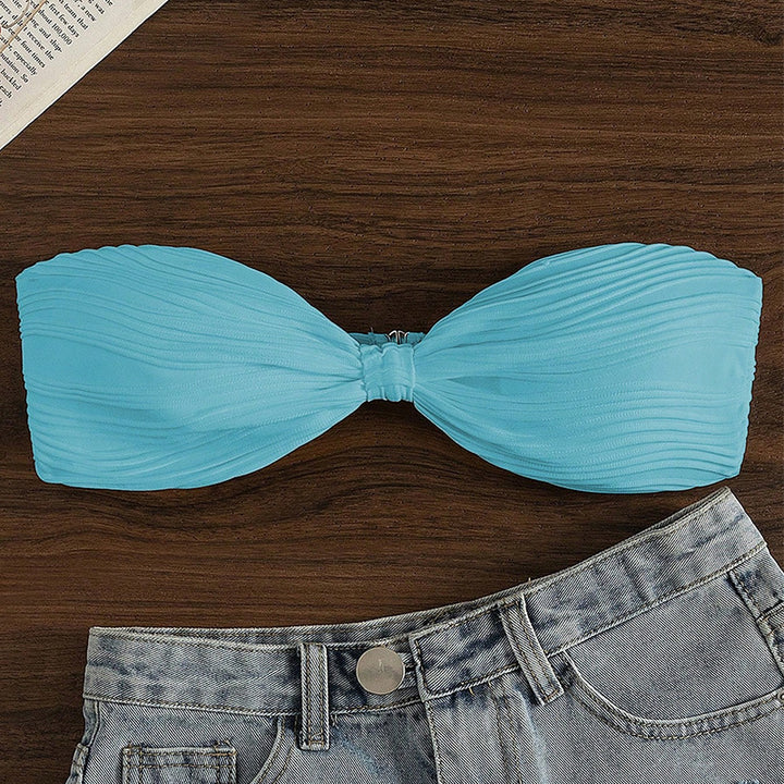 Dame Bandeau-bikinitop med stilige rynker Stilla