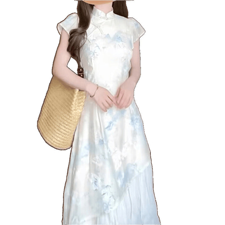 Femme Elegant Floral Tryk Maxi Kjole Stilla