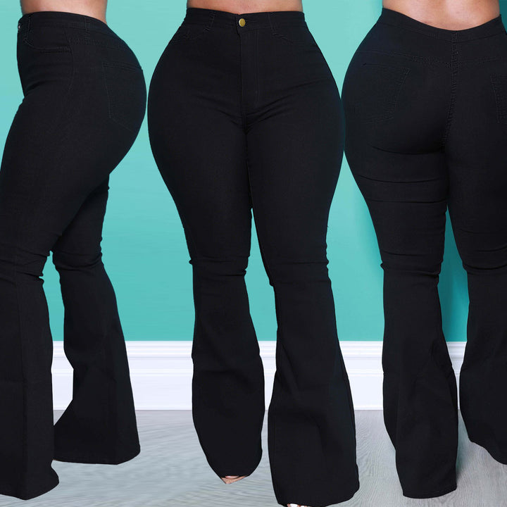 Dame High-Waist Bootcut Jeans i figurformende design med høj komfort og elastisk talje Stilla