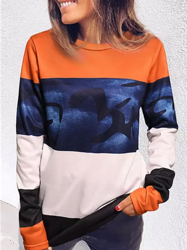 Stilla | Casual Print Rund Hals Langærmet Sweatshirt