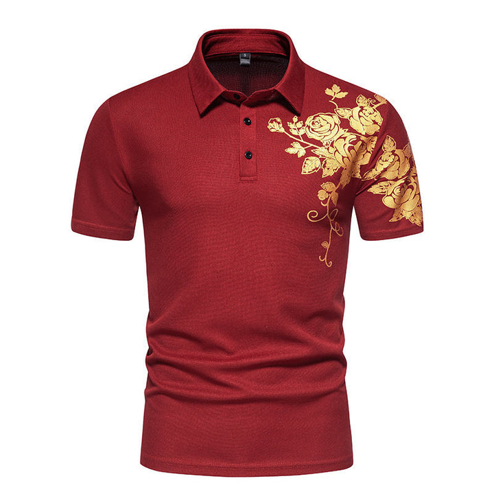 Herrer Floral Broderet Kortærmet Polo-Skjorte Stilla