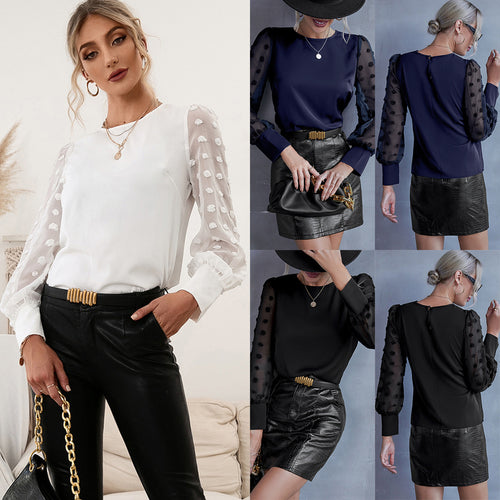 Dame Elegant Puffærme-Top Stilla