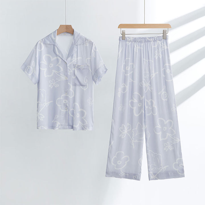 Dame elegant pyjamasæt med blomsterdesign og behagelig pasform Stilla
