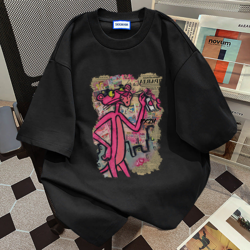 Dame Oversized T-Shirt med kreativt cartoon-tryk Stilla