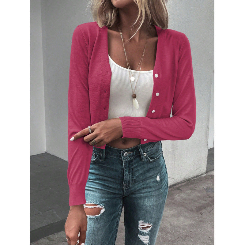 Femme Cropped Knap-Down Cardigan Stilla