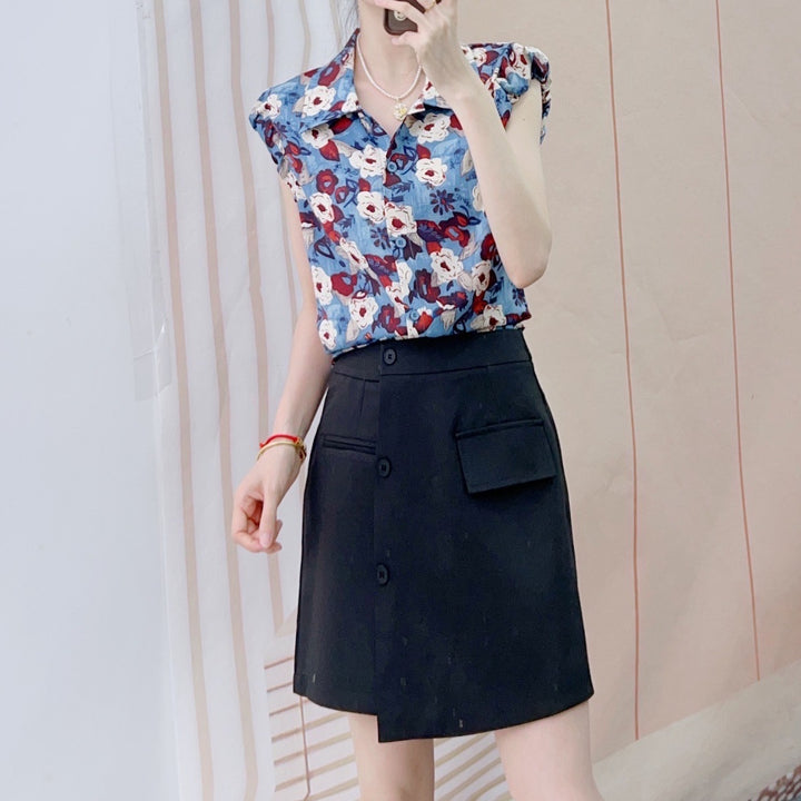 Damebluse med floralt design og afslappet snit Stilla