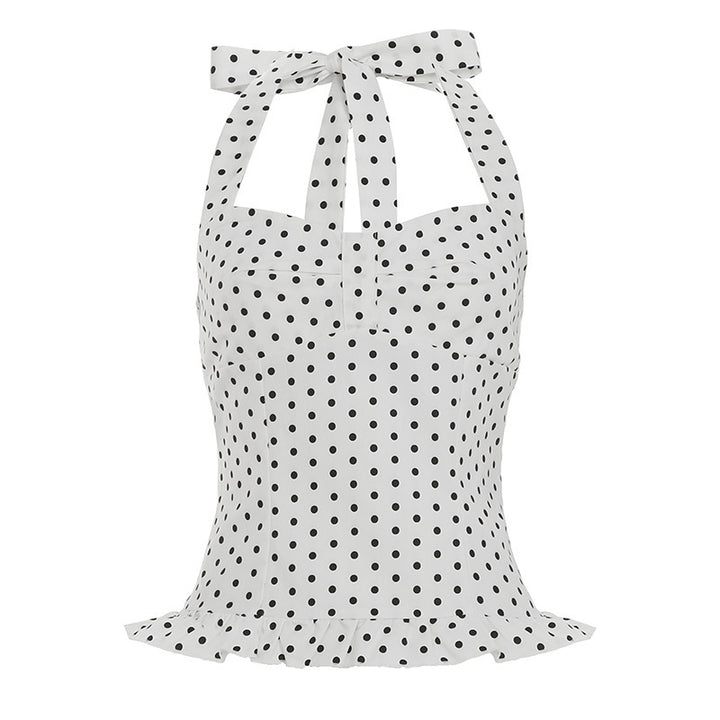 Damer Legesylt Polka-Dots Top med fancy Flæseafslutning Skovae