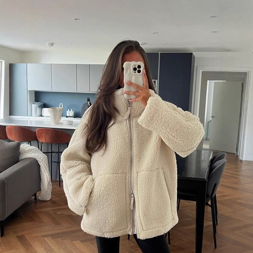 Femme Cozy Sherpa Zip-Up Jakke Stilla