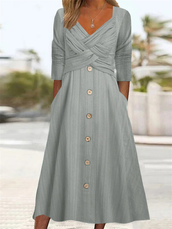 Dame Button-Down Maxi Kjole med krydset overdel Detalje Stilla
