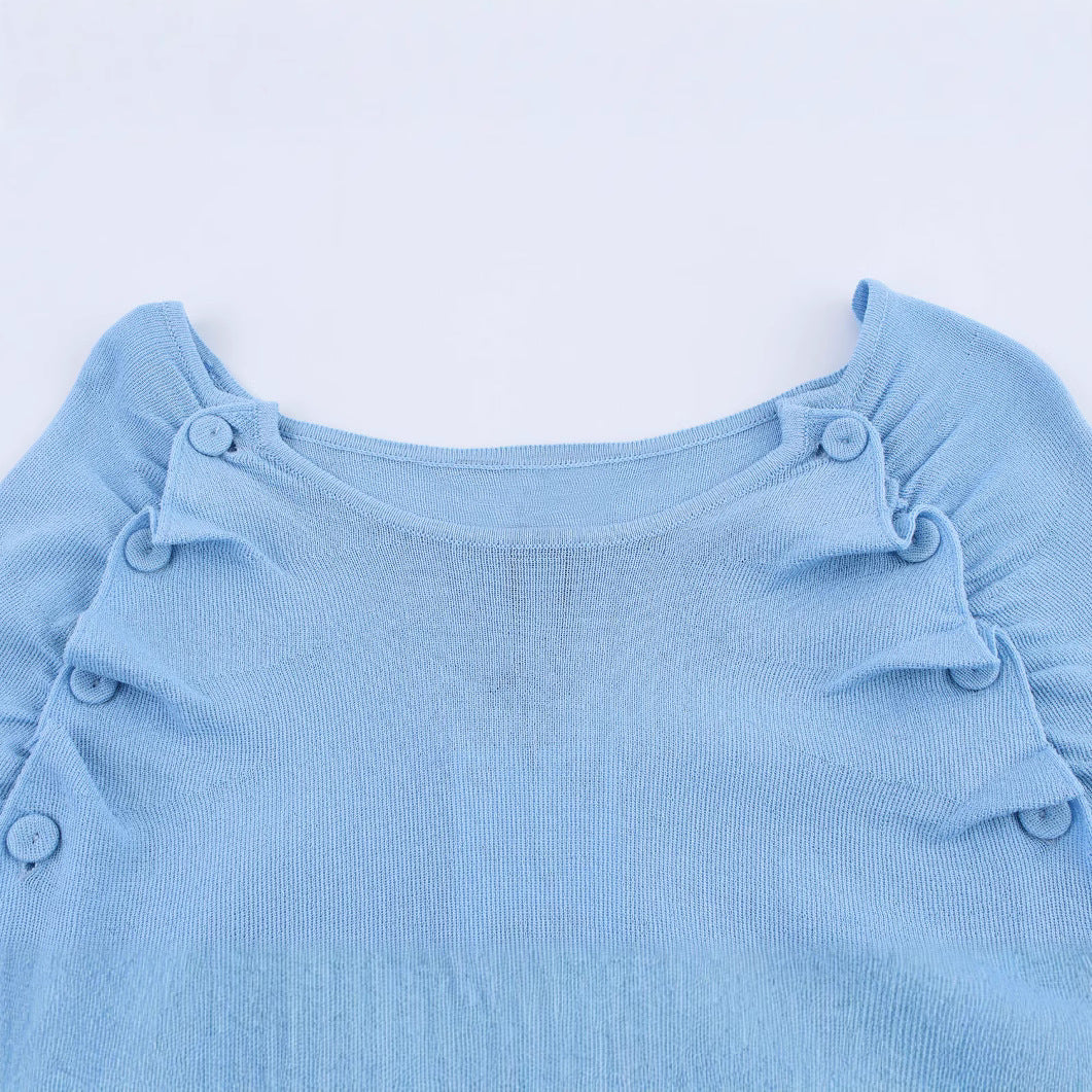 Femme Langærmet Ruffle Detalje Top Stilla