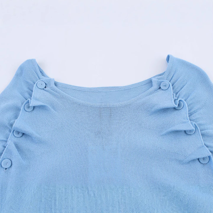 Femme Langærmet Ruffle Detalje Top Stilla