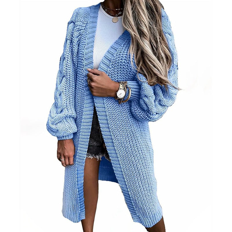 Kvinders chunky strik cardigan med voluminøse ærmer og åben front Stilla