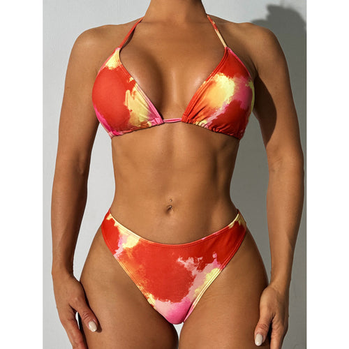 Dame Tie-Dye Halter Bikini Sæt Stilla